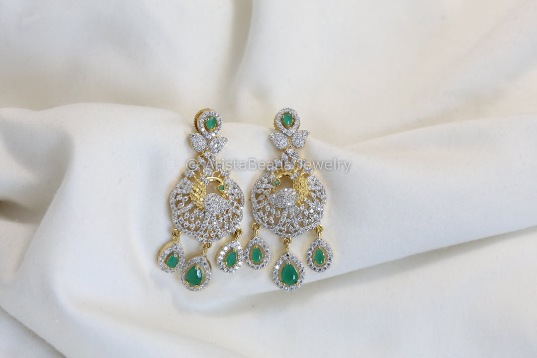Mayura Emerald & Clear CZ Earrings