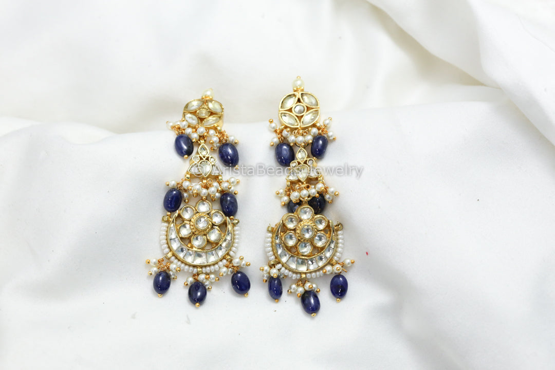 Fine Pachi Kundan Earrings - Blue