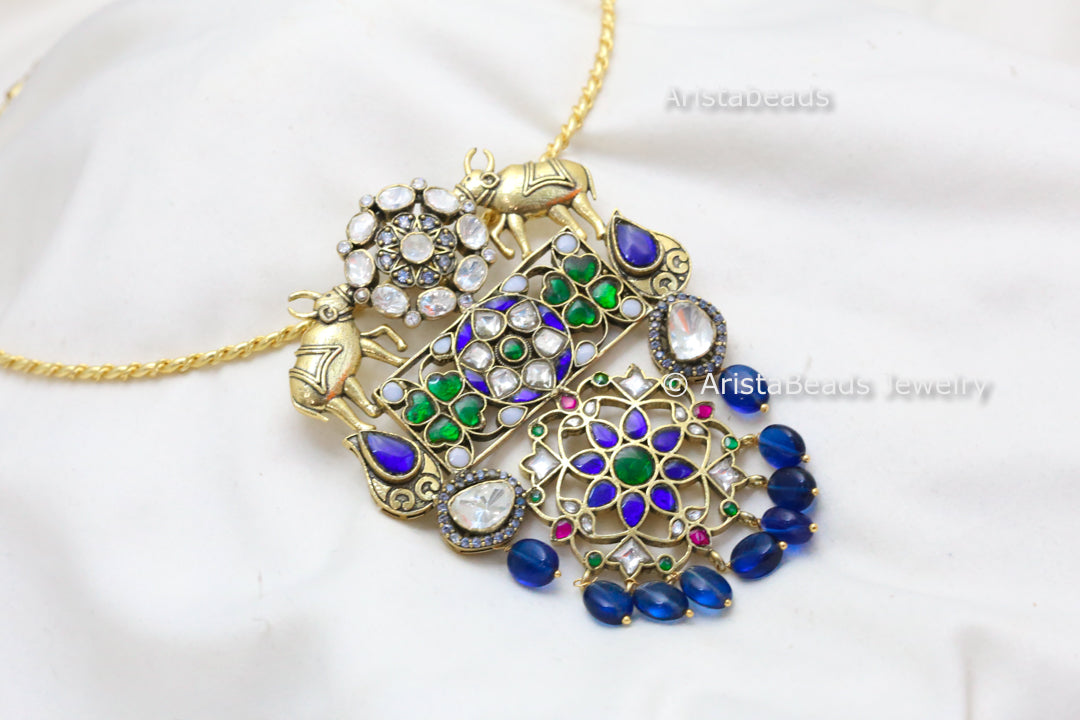 Nandi Fusion Jadau & Moissanite Hasli Necklace