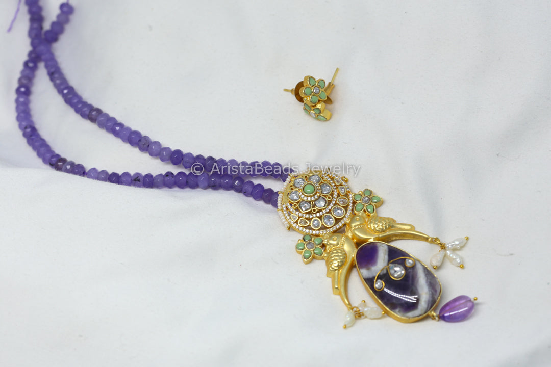 Jadau Fusion Necklace Set - Amethyst