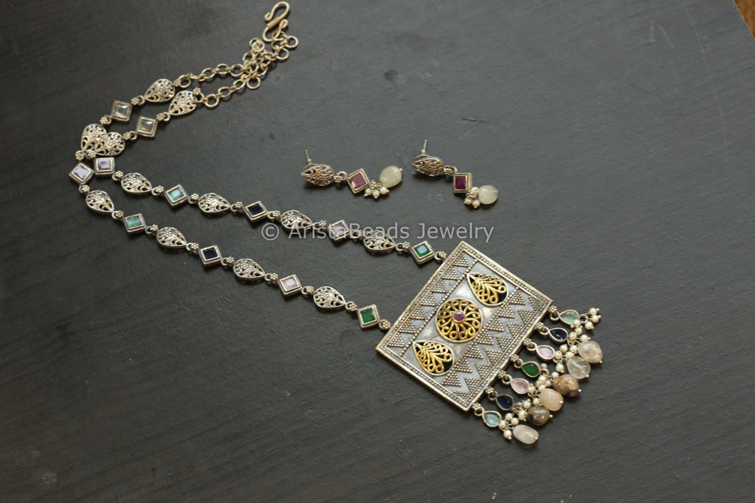 Suhana Dual Tone Necklace Set - Multicolor