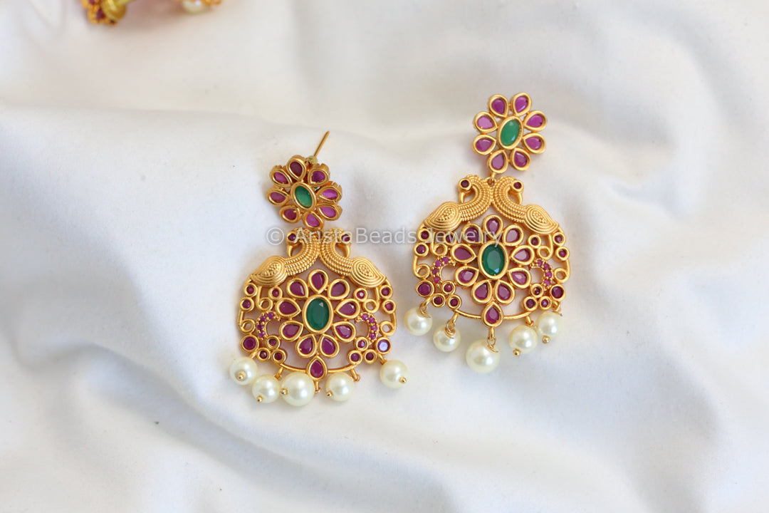 Antique Gold Chandbaali - Multi