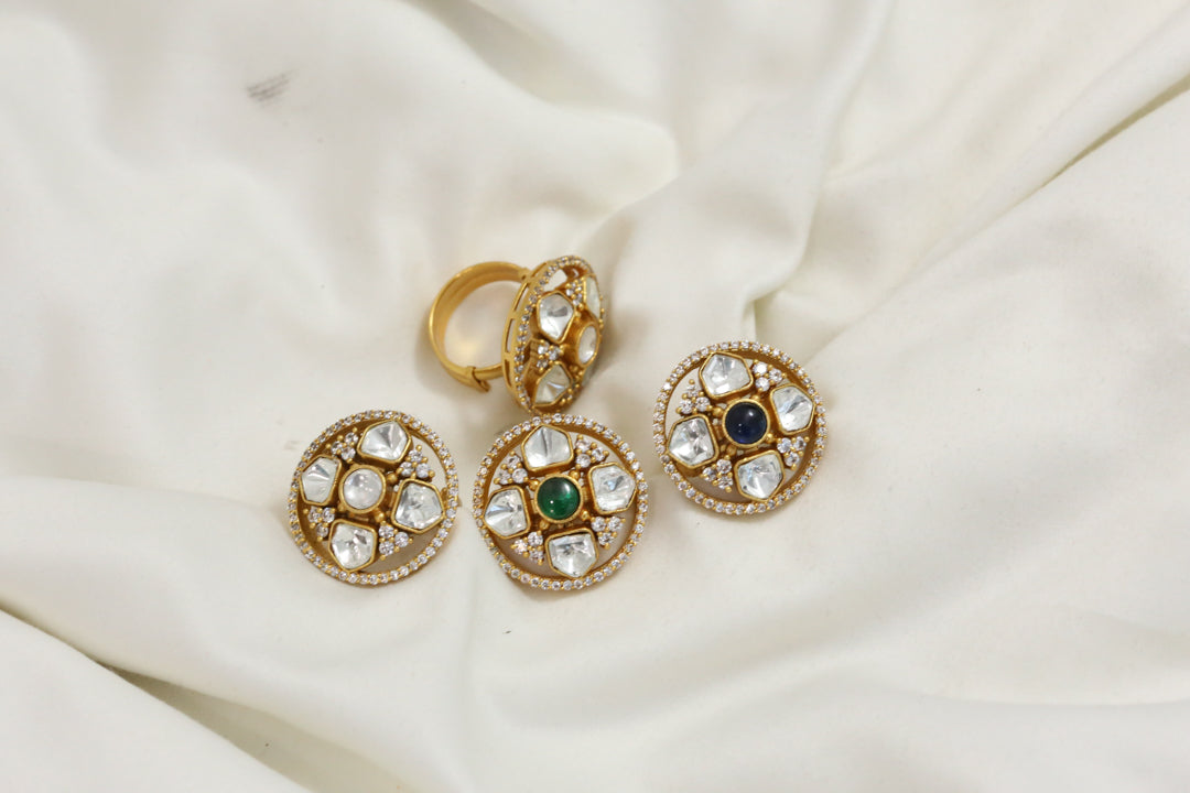 Kundan Polki Round Ring