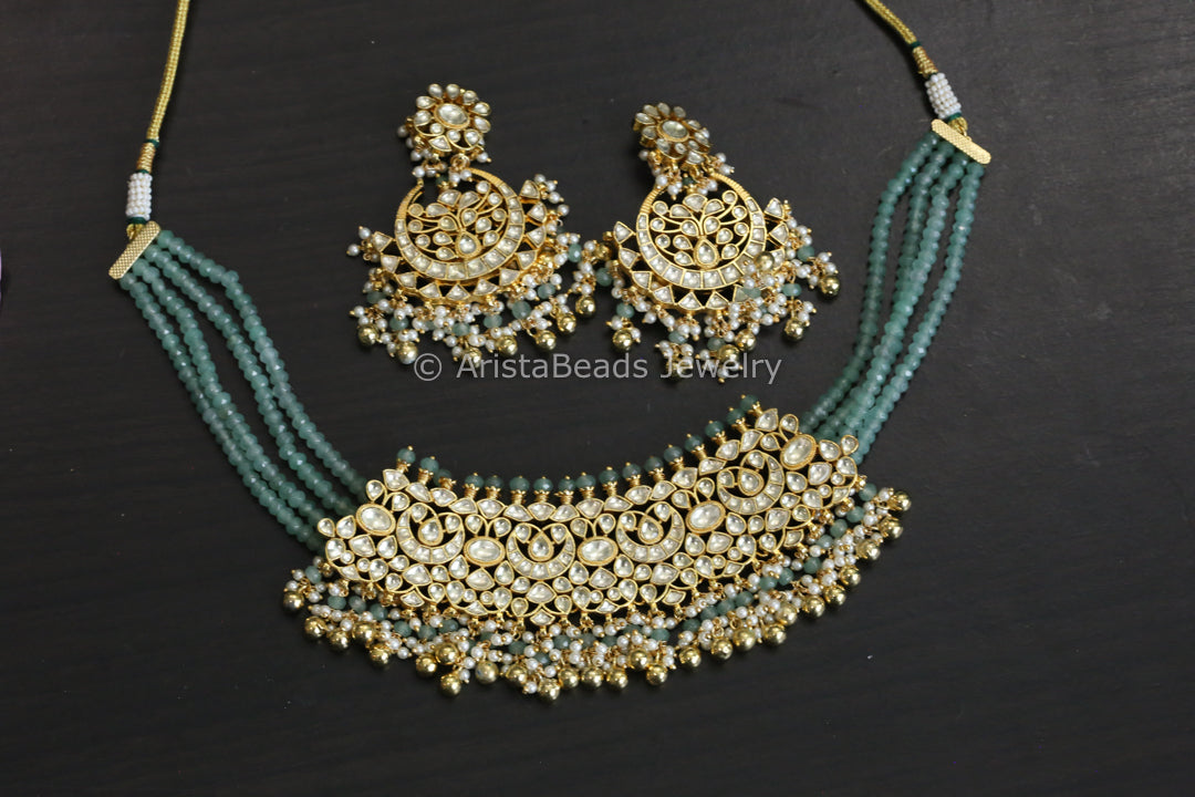 Aventurine Pachi Kundan Choker/ Necklace Set
