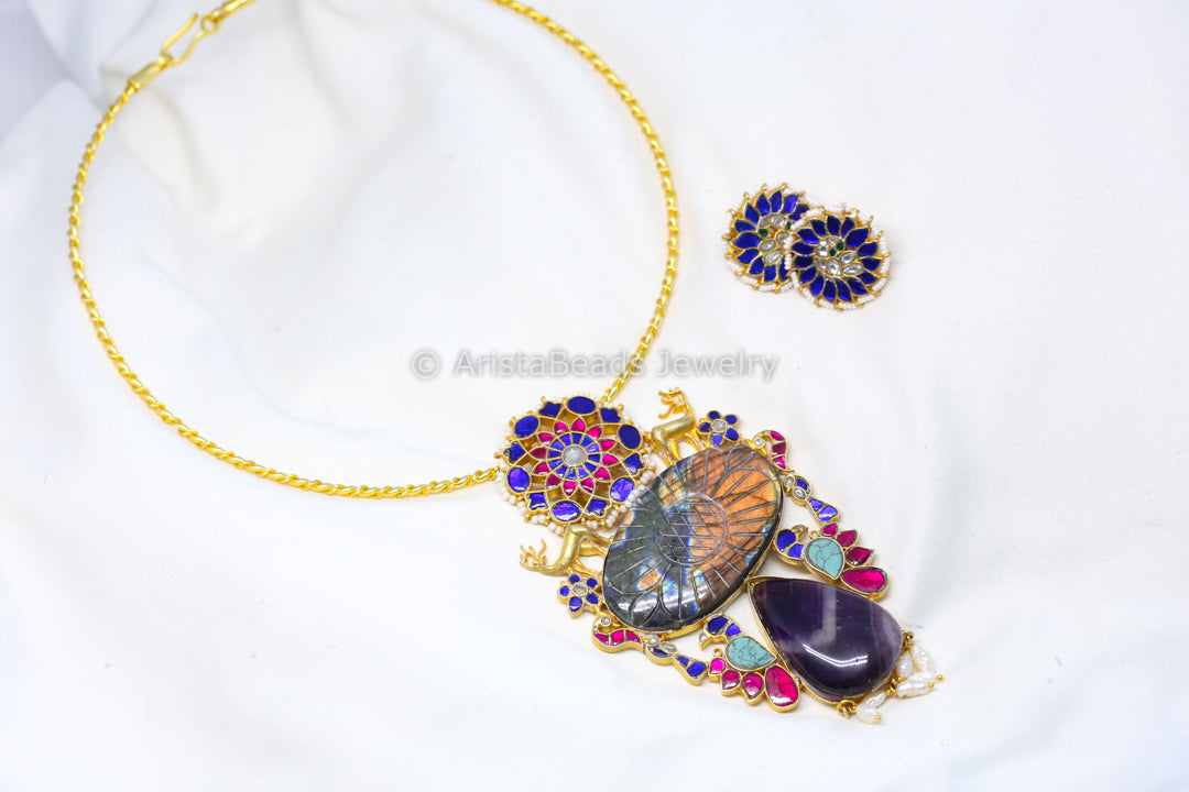 Jadau Fusion Hasli Set - Labradorite (Removable)