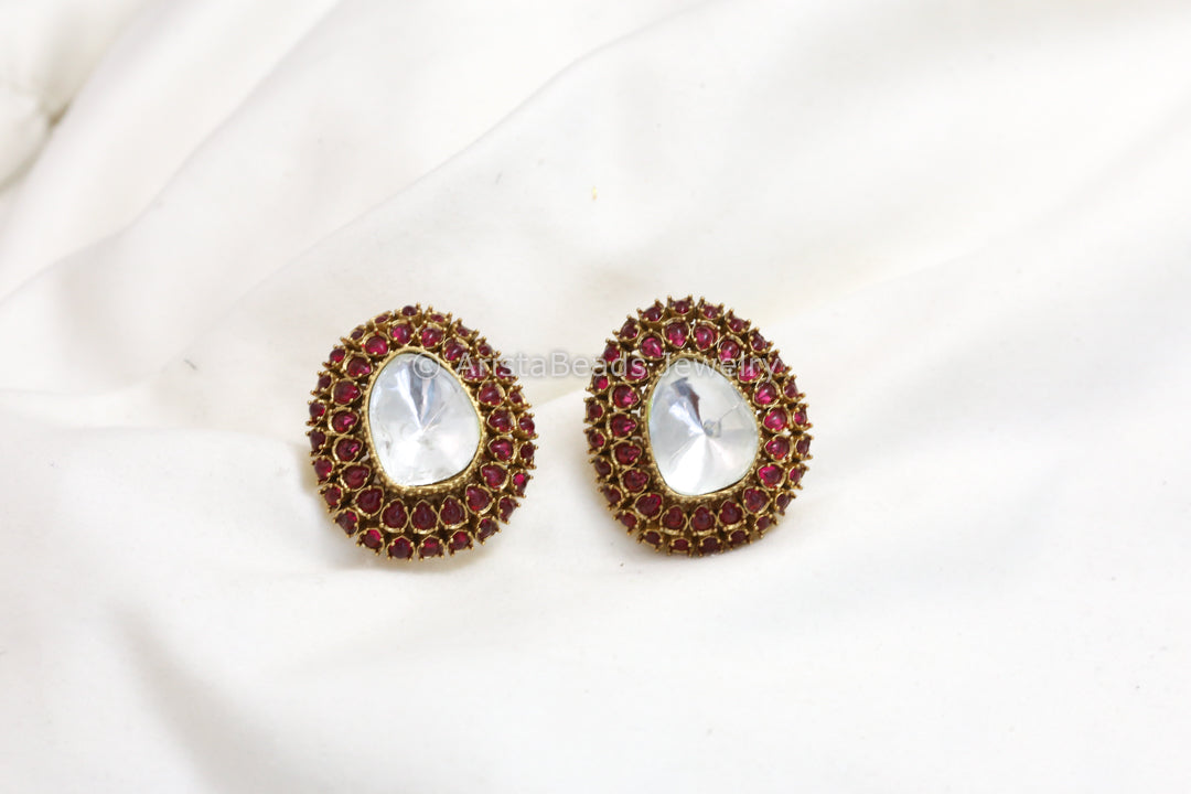 Large Kemp & Polki Kundan Studs