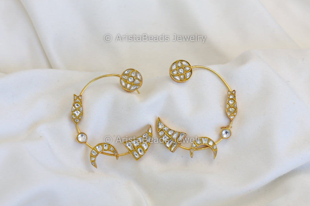 Contemporary Jadau Kundan Crescent Chandbaali (101-36)