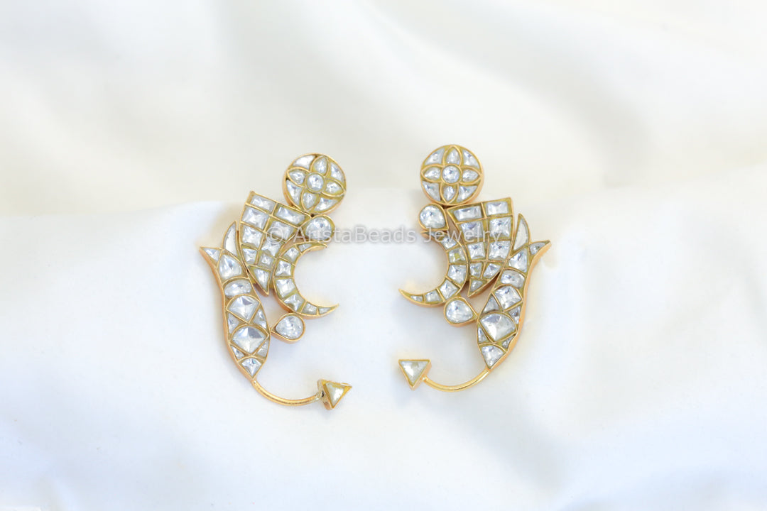 Contemporary Designer Jadau Studs - Clear