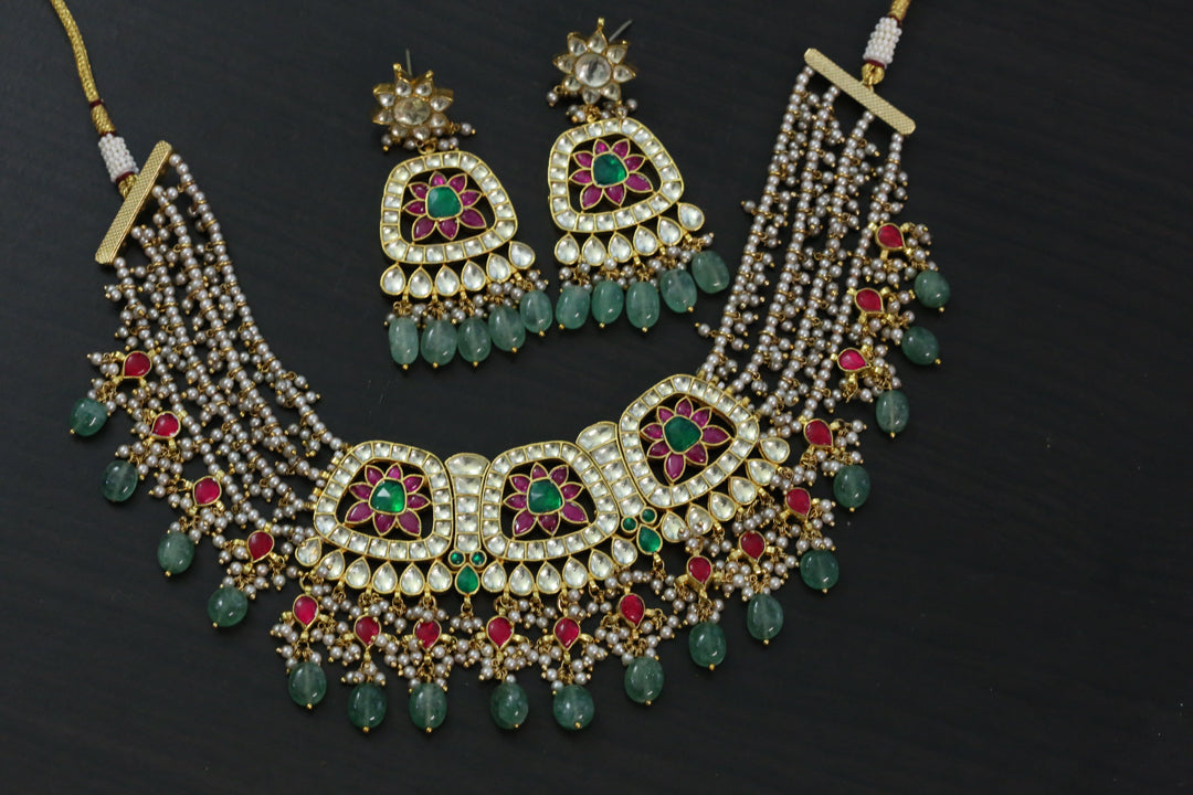 Keshi Pearl Look Pachi Kundan Necklace Set