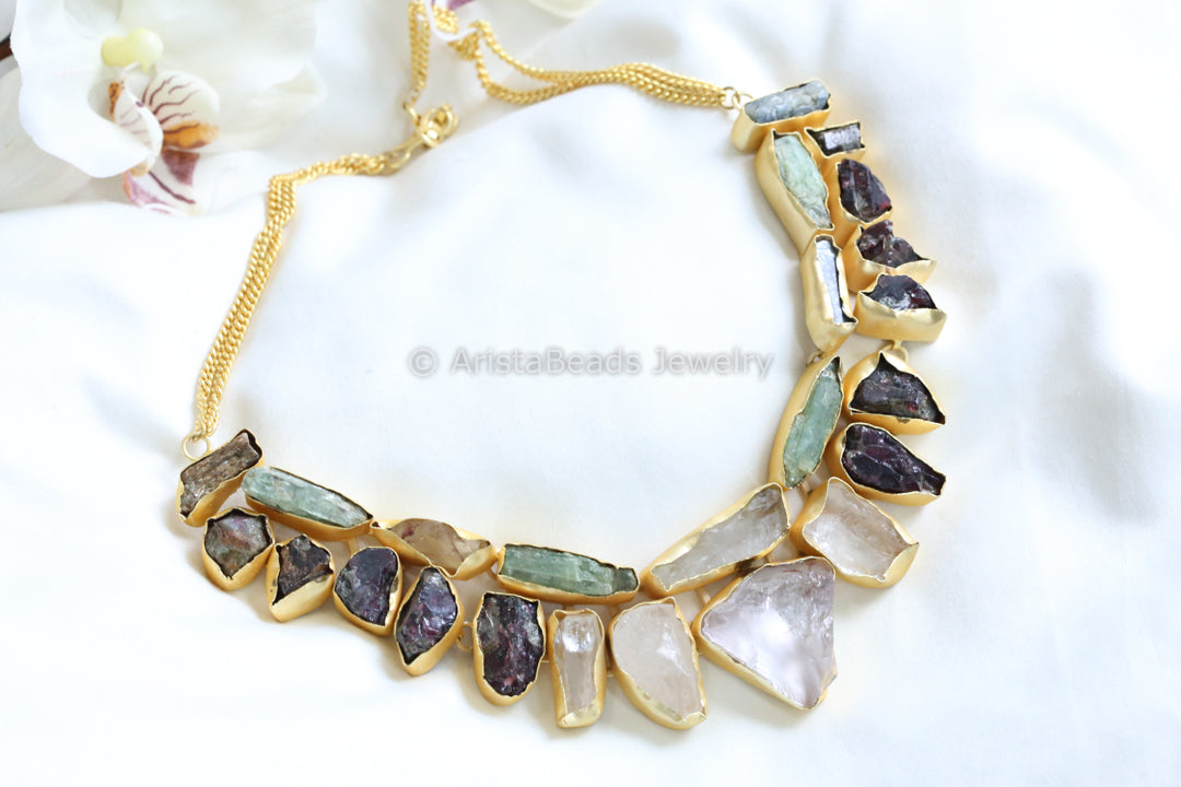 Handmade Rough Gemstones Necklace