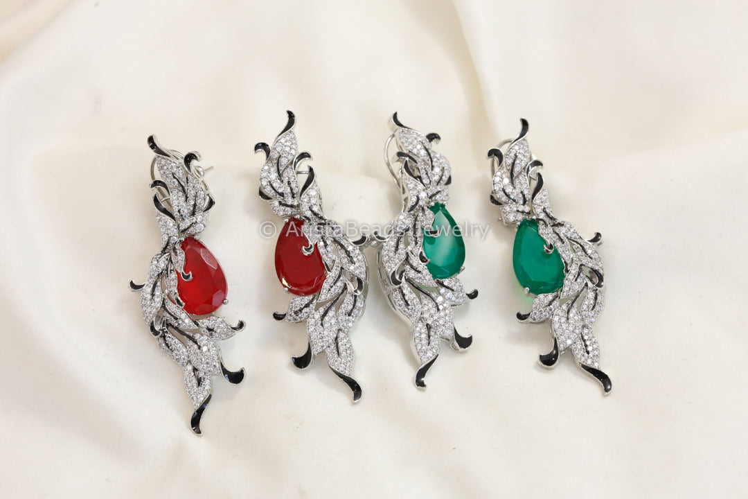 Contemporary CZ Enamel Doublet Earrings