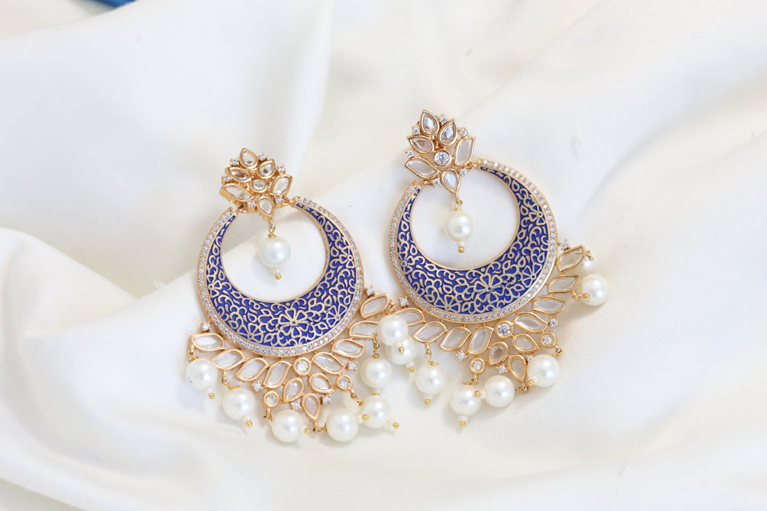 Enamel Clear Polki Chandbaali