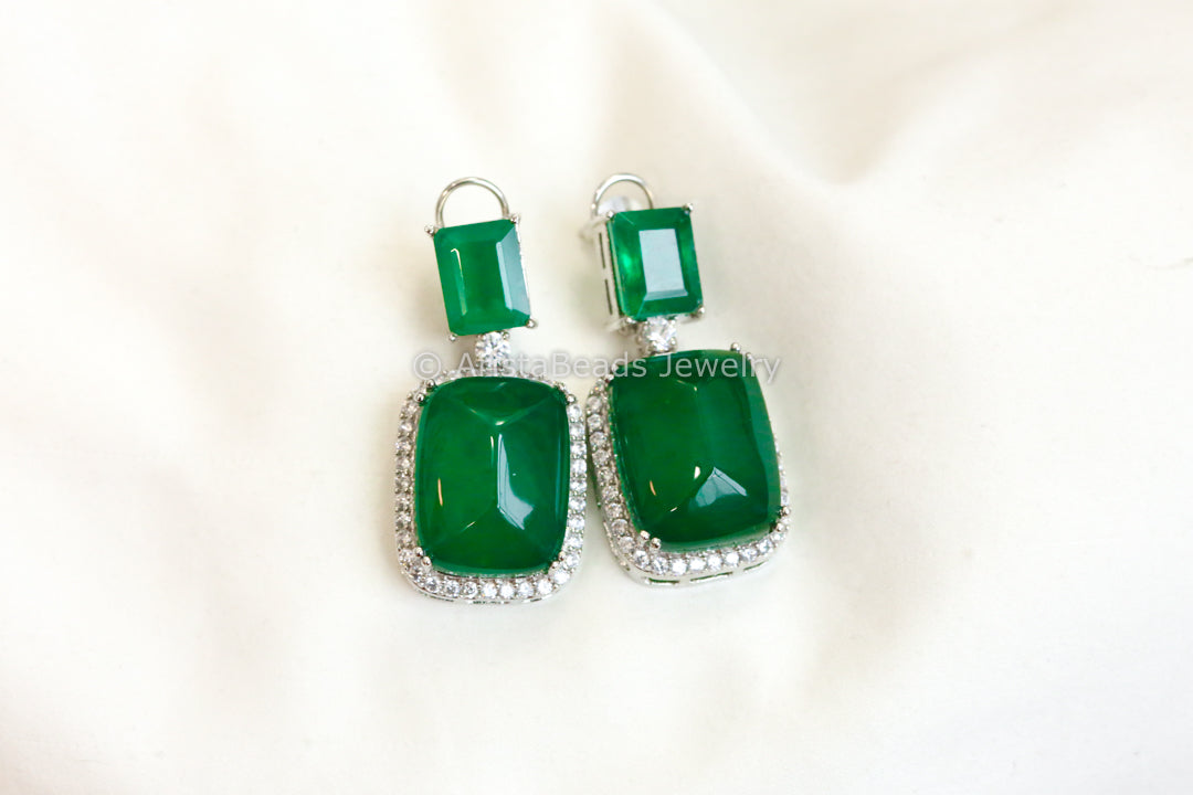 Deepika Green Doublet Earrings