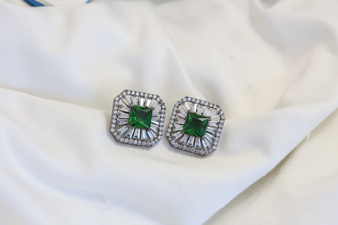 Victorian CZ Studs -Green