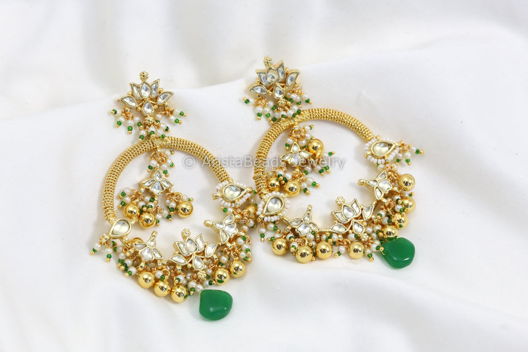 Fine Pachi Kundan Chandbaali - Clear