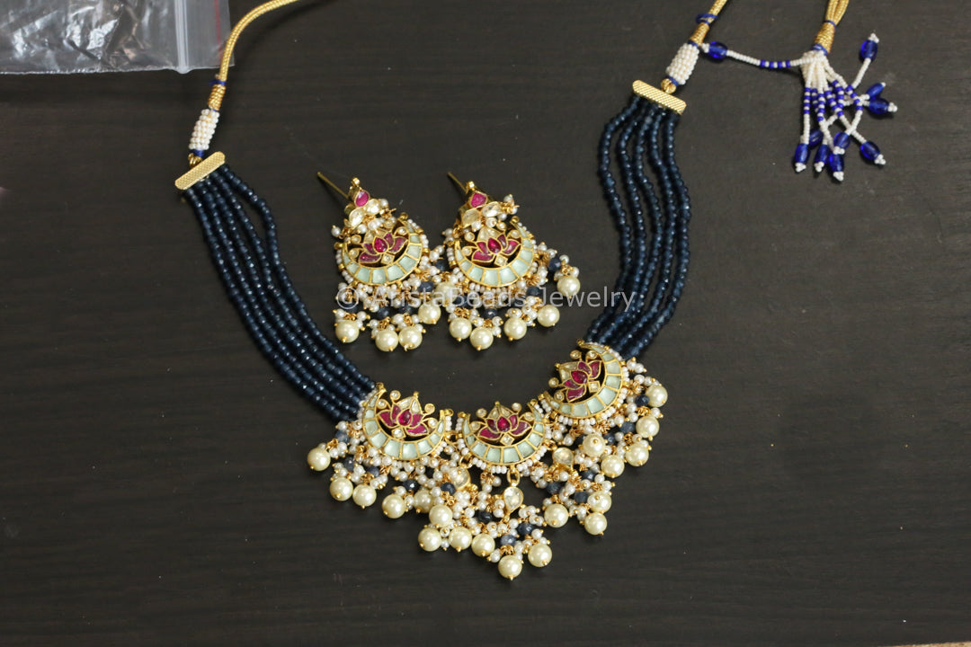 Mint & Blue Pachi Kundan Necklace Set