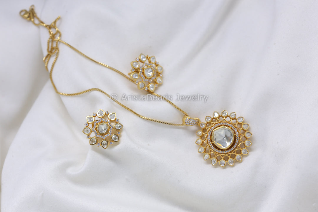 Anamika Real Moissanite Pendant Set (103-46)