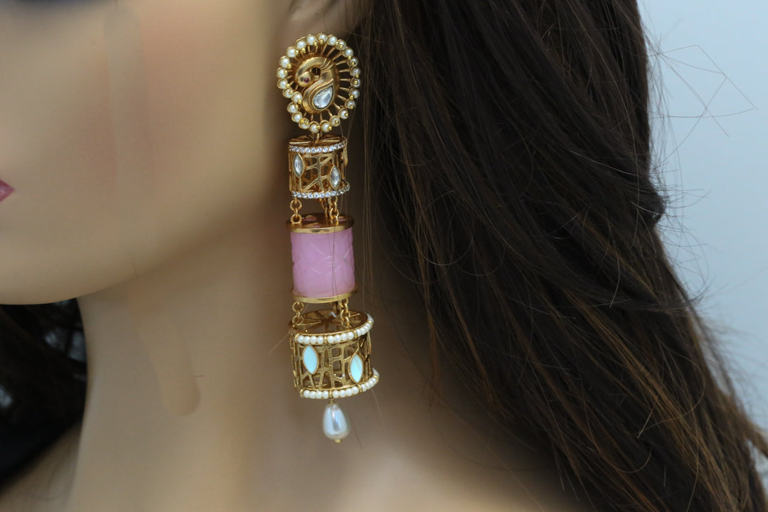 One Of A Kind Carved Stone Jhumka