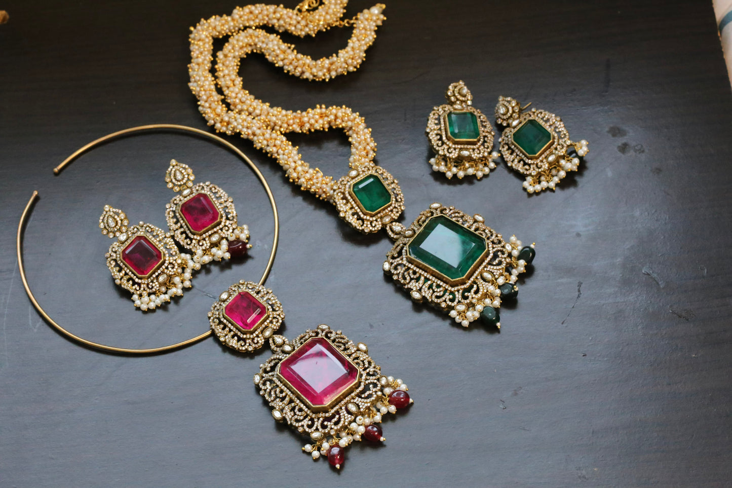 Tuheena Premium Doublet Necklace Set (103-74)