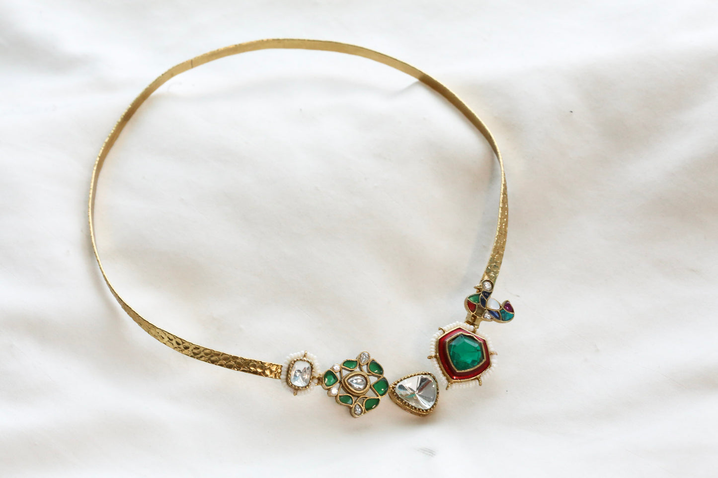 Adjustable Fusion Kundan, Doublet Hasli - Green (103-78)