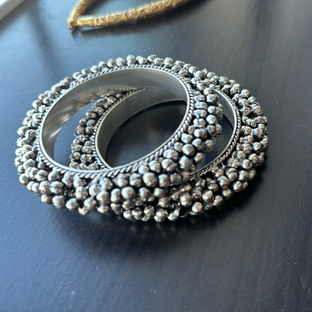 Silver Look Ghungroo Bangle Set