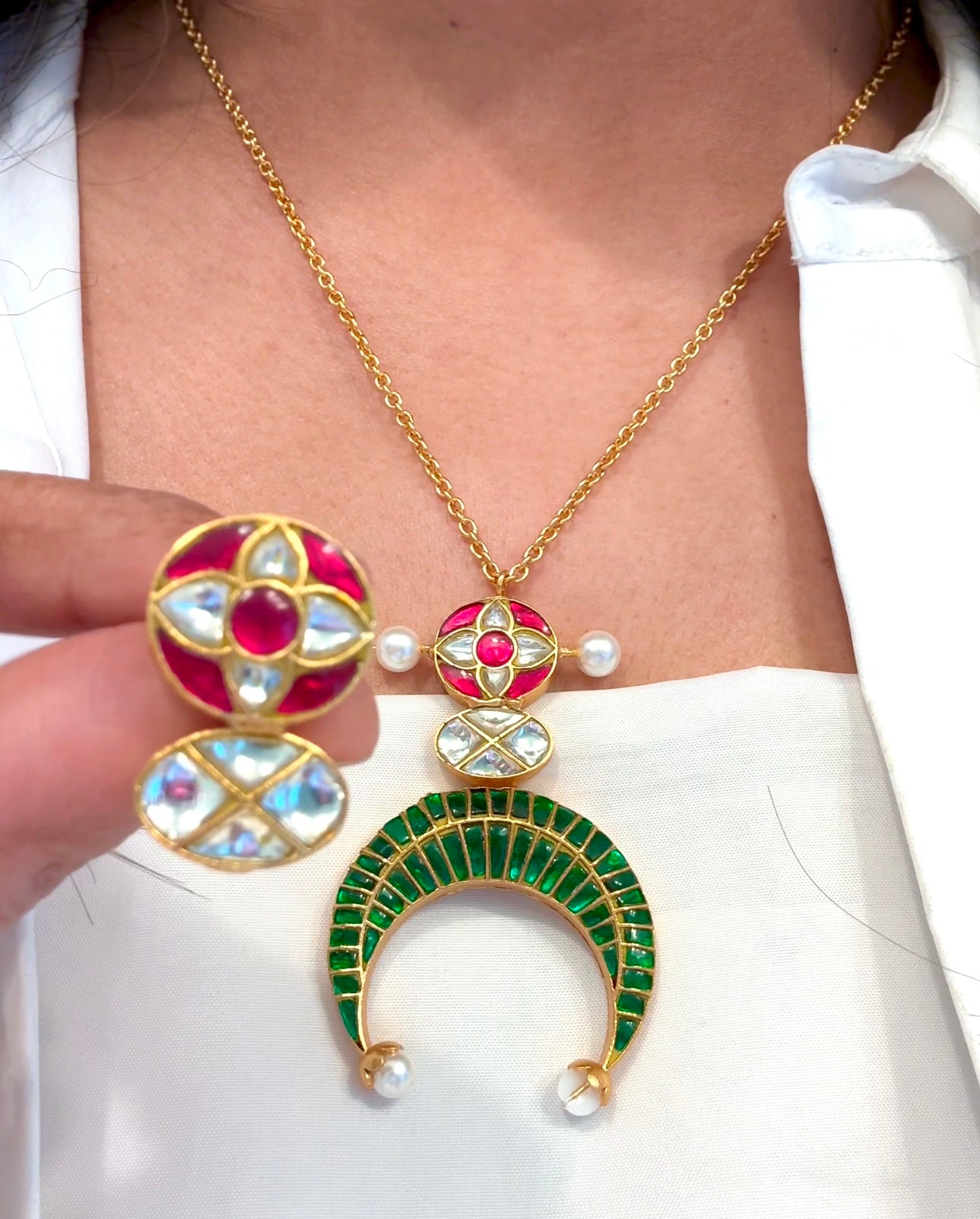 Chandini Fusion Jadau Necklace Set (103-87) - Green