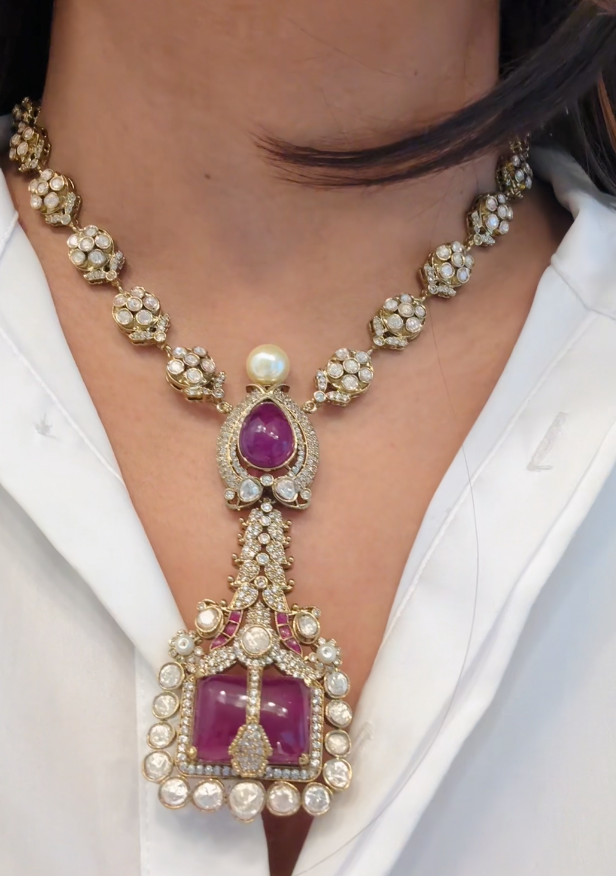 Anaya Victorian Moissanite & Pota Doublet Set - Purple