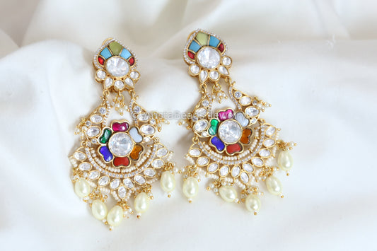 Jadau & Polki Kundan Earrings - Navratana