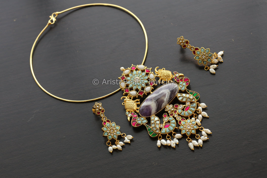 Jadau Kundan Fusion Necklace - Style 2(Removable Hasli)