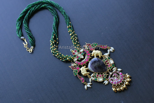Jadau Kundan Fusion Necklace - Amethyst