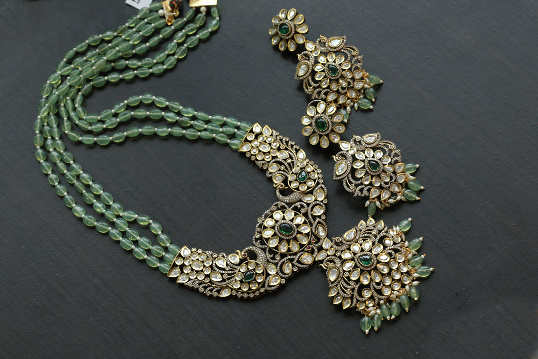 Victorian Polki & CZ Long Haaram Set