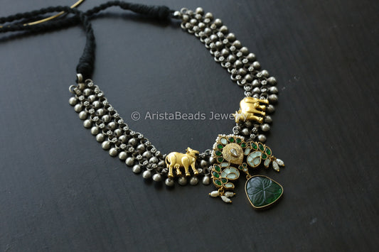 Jadau Kundan Silver Look Alike Necklace