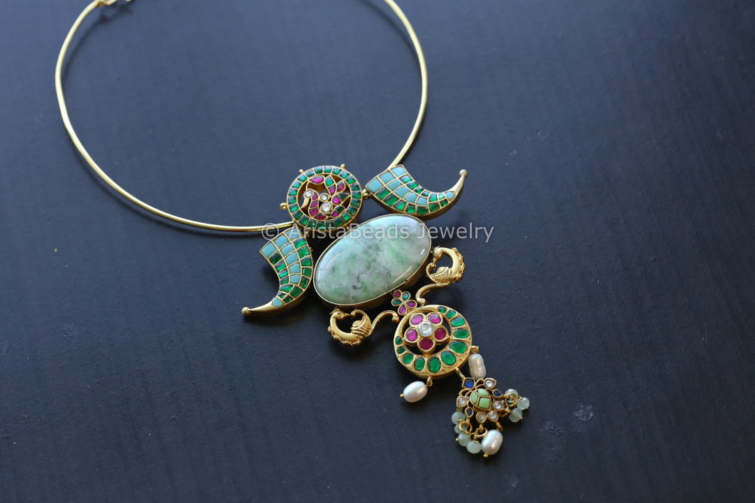 Jadau Kundan Fusion Necklace - Australian Chrysoprase