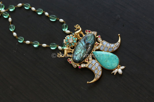 Labradorite & Chrysoprase Kundan Fusion Necklace