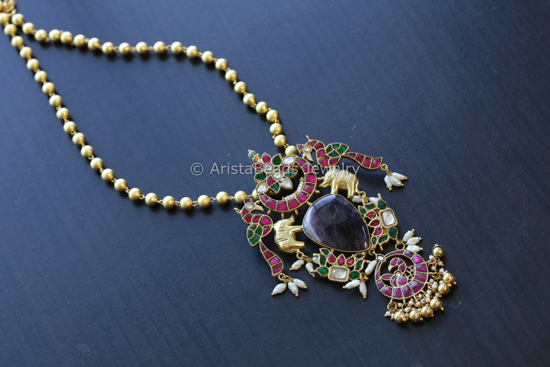 Jadau Kundan Fusion Necklace - Amethyst