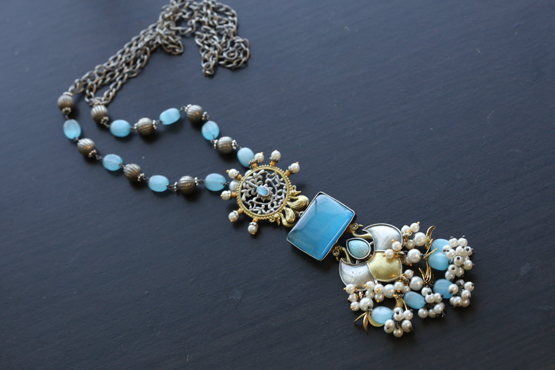 Dainty Chain Necklace - Aqua