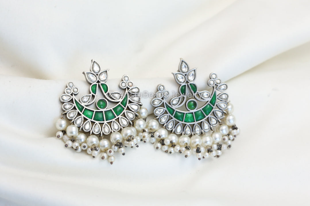 Green Kundan Jadau Chandbali - Style 2