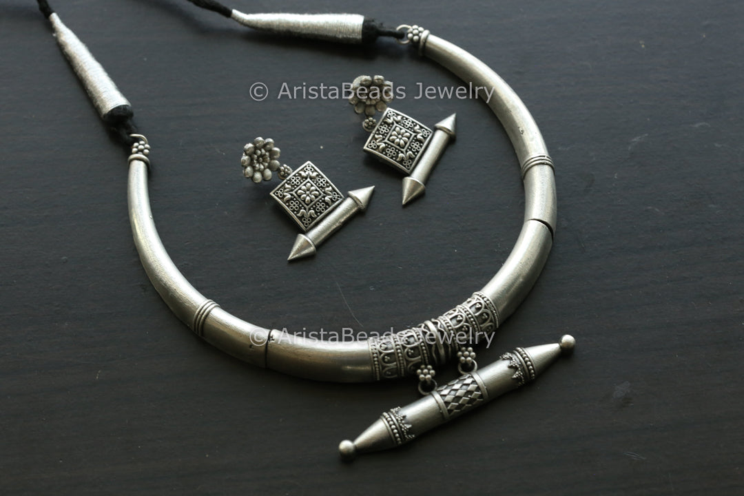 Dainty Silver Look Hasli Set