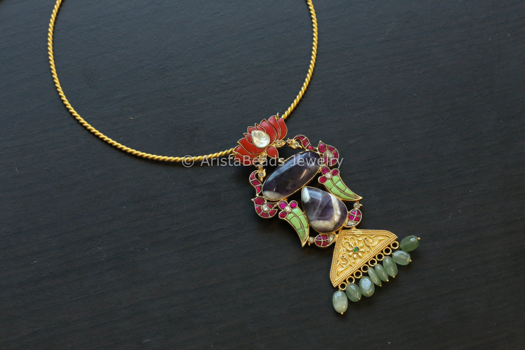Designer Jadau Pendant (Removable Hasli)