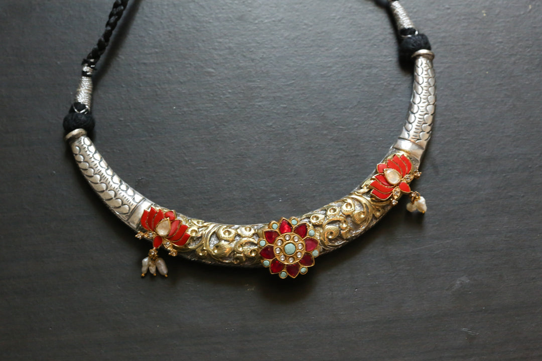 Dual Tone Silver Replica Hasli - Coral
