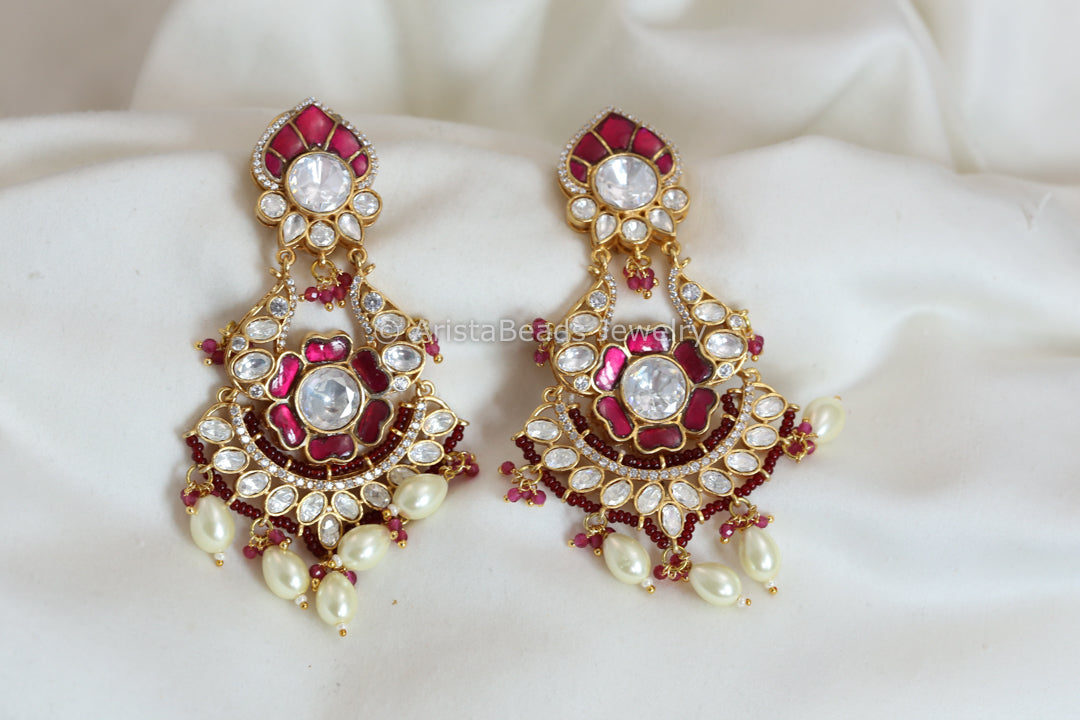Jadau & Polki Kundan Earrings - Ruby
