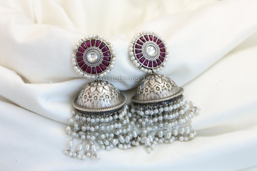 Large Silver Look Jhumka