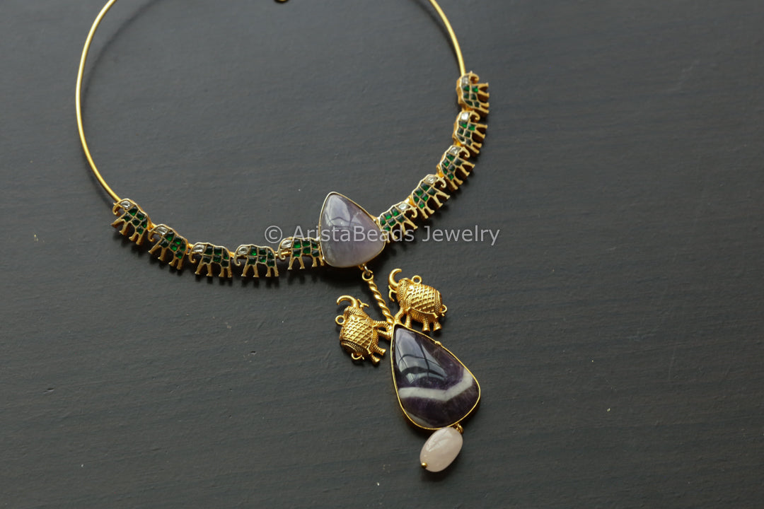 Dainty Fusion Hasli Necklace - Amethyst Drop