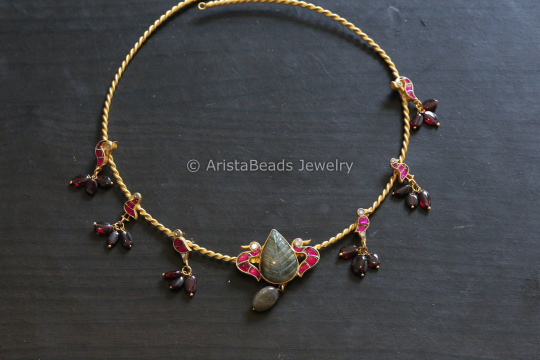 Twisted Wire Dainty Fusion Hasli- Labradorite