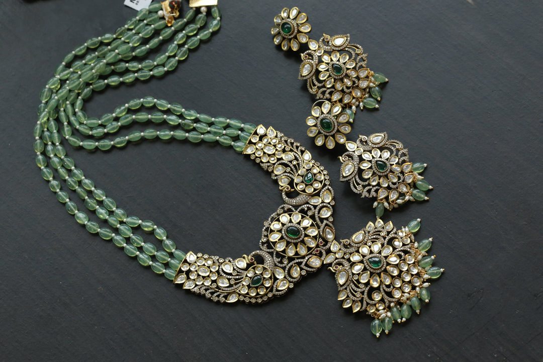 Victorian Polki & CZ Long Haaram Set