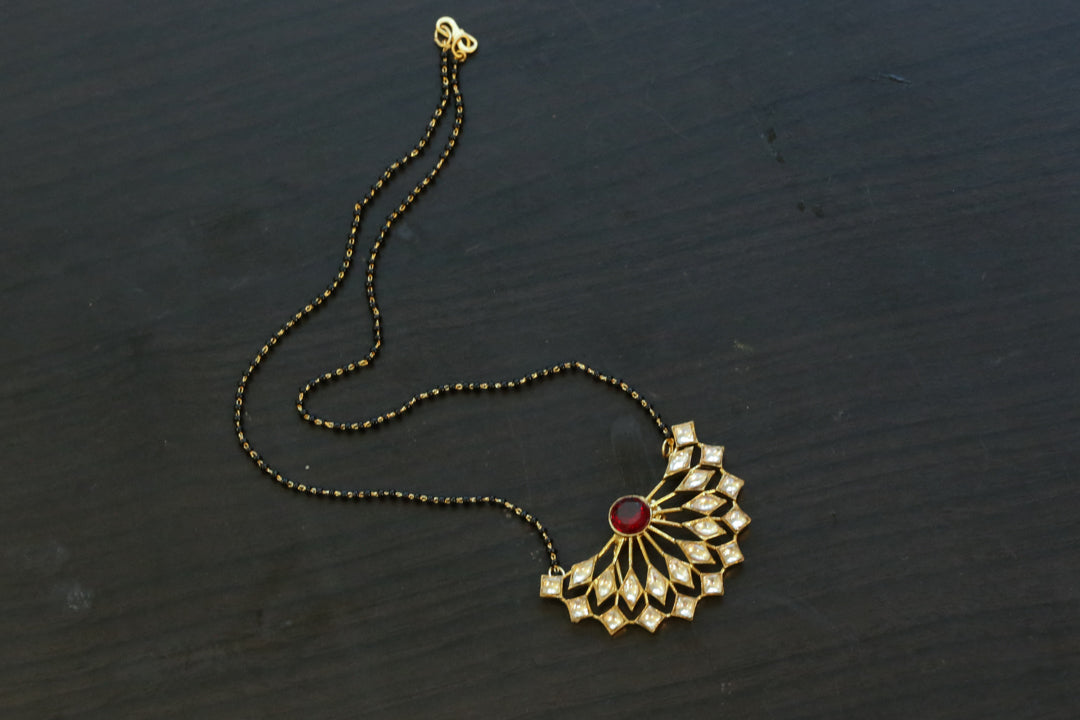 Black Bead Kundan Necklace