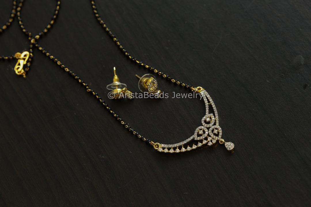 Black Bead Gold Necklace - Stye 7