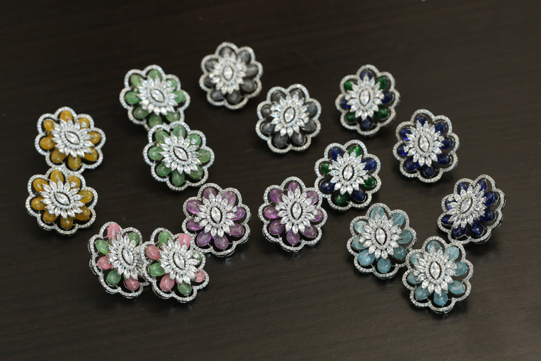 CZ & Pota Stones Studs