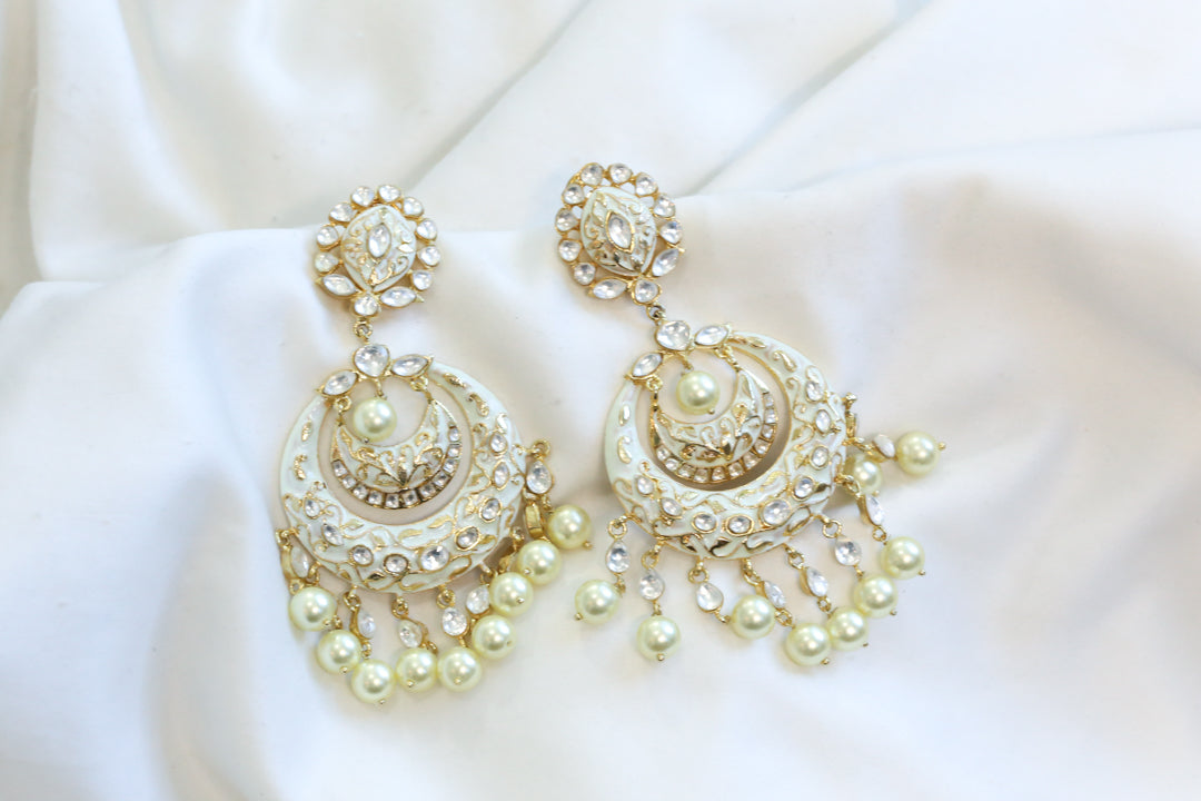 Enamel & Kundan Chandbaali - Style 4