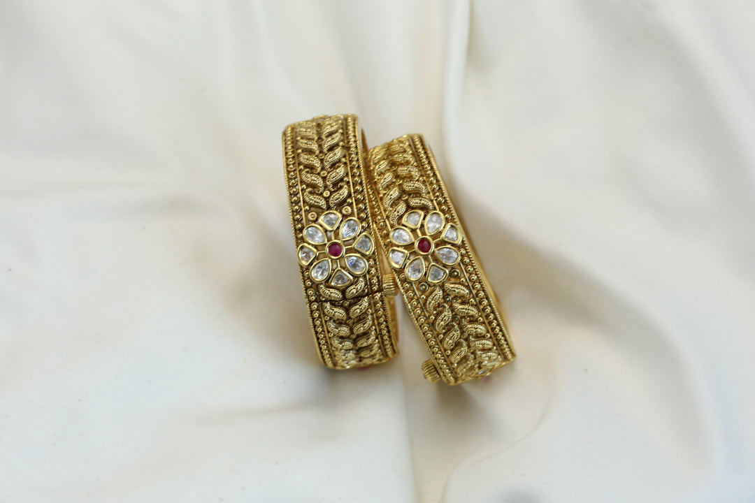 Gold Polki Bangles - Clear (2.6 Openable)